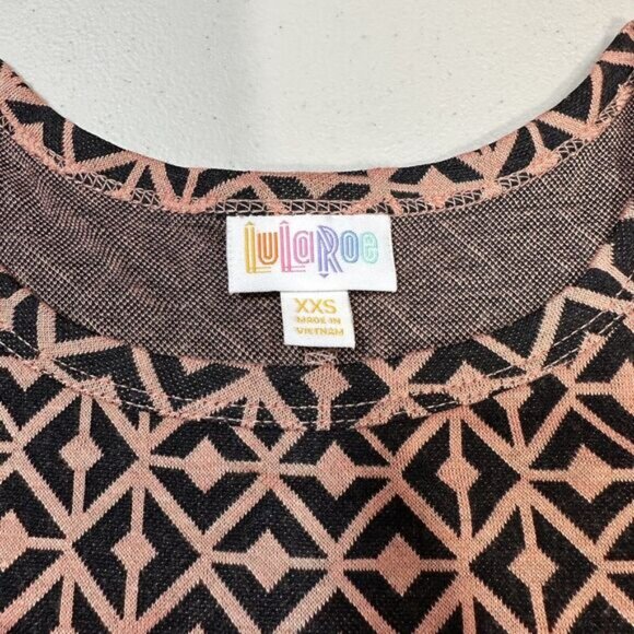 LuLaRoe Womens XXS Carly Dress SS Mermaid Swing High Low Hem Geometric Print - Picture 3 of 8